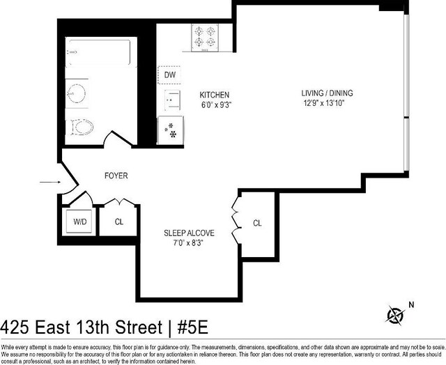 425 E 13th St Unit 5E, New York City NY, 10009, 1 bath condo for sale