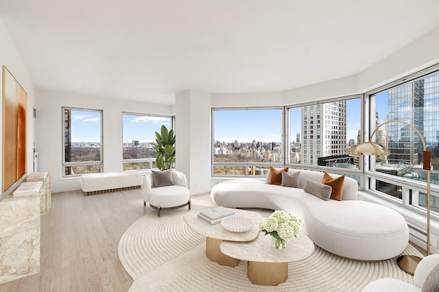 sunroom / solarium with a city view