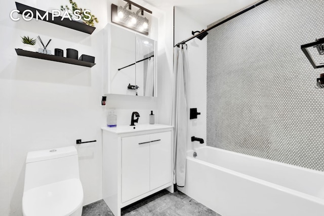 1325 Herkimer St Unit 404, New York City, NY 11233 - full bathroom featuring vanity, shower / bath combo with shower curtain, and toilet