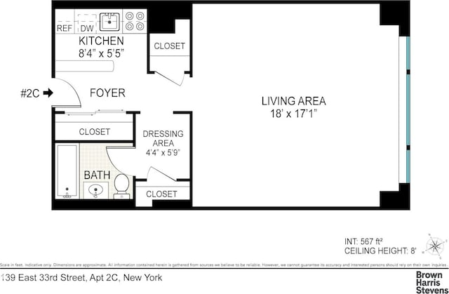139 E 33rd St Unit 2C, New York City, NY 10016 - view of room layout
