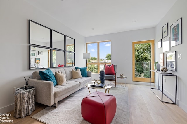 living room featuring light hardwood / wood-style flooring