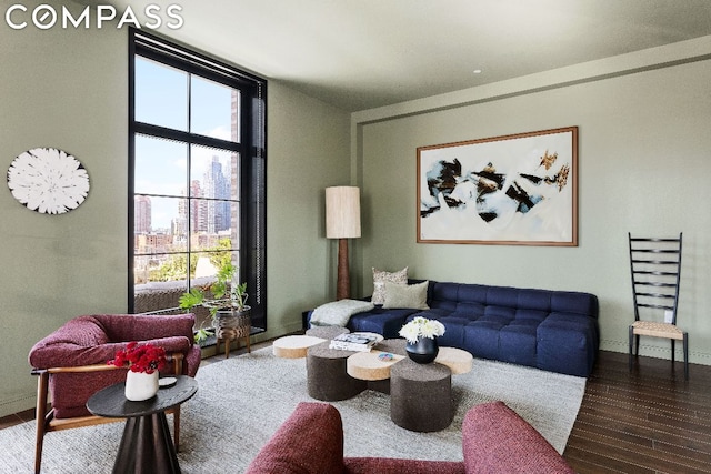 living room featuring hardwood / wood-style flooring