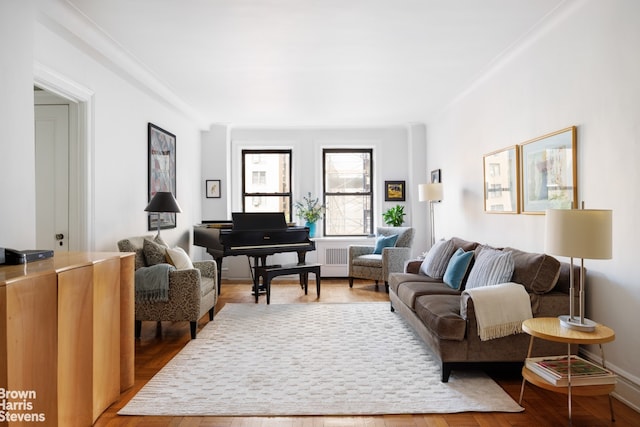 living room with wood-type flooring