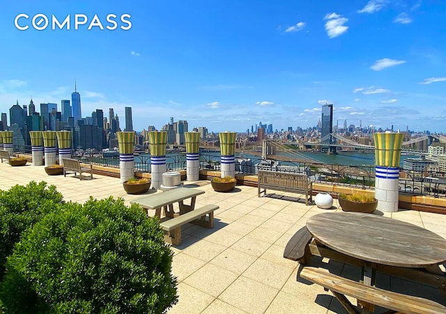 view of patio / terrace with a city view