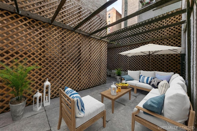 view of patio with an outdoor living space