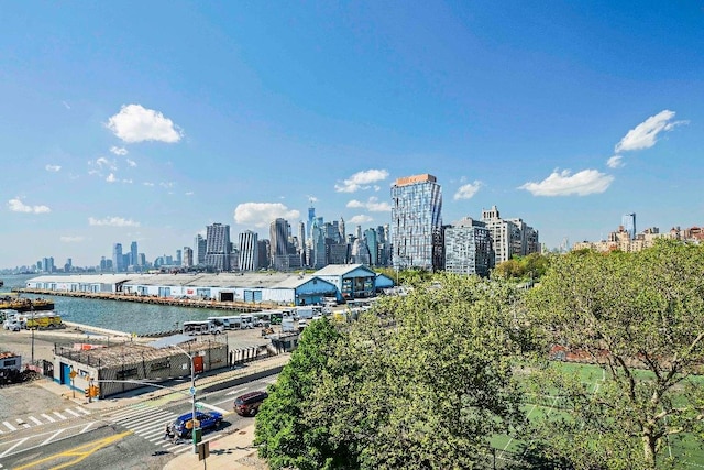 view of city with a water view