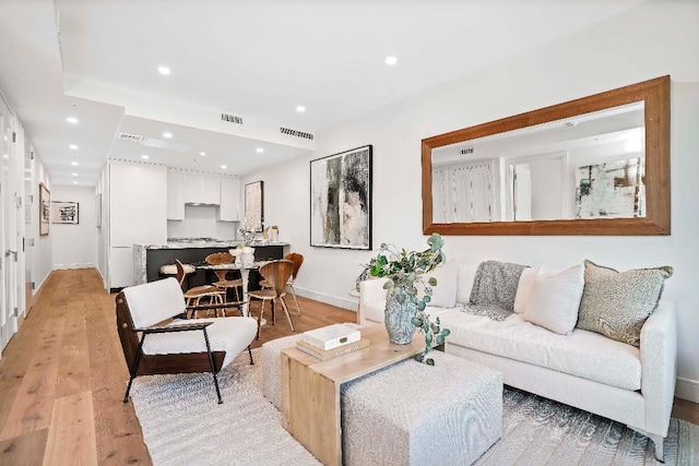 living room featuring light hardwood / wood-style floors