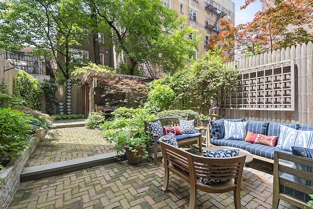 view of patio with an outdoor hangout area