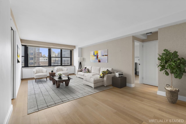 living room featuring light hardwood / wood-style floors