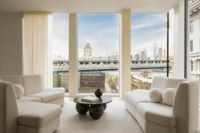 sitting room featuring expansive windows