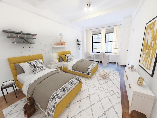 bedroom with wood-type flooring