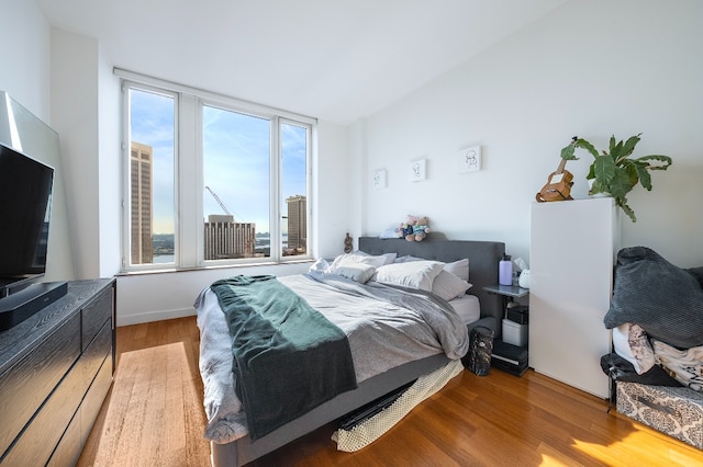 bedroom with wood-type flooring