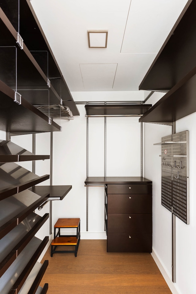 walk in closet featuring wood finished floors