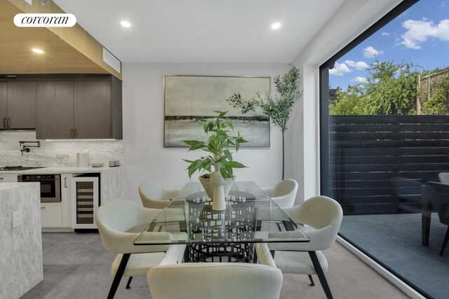 57 Summit St, New York City, NY 11231 - dining space featuring wine cooler and recessed lighting