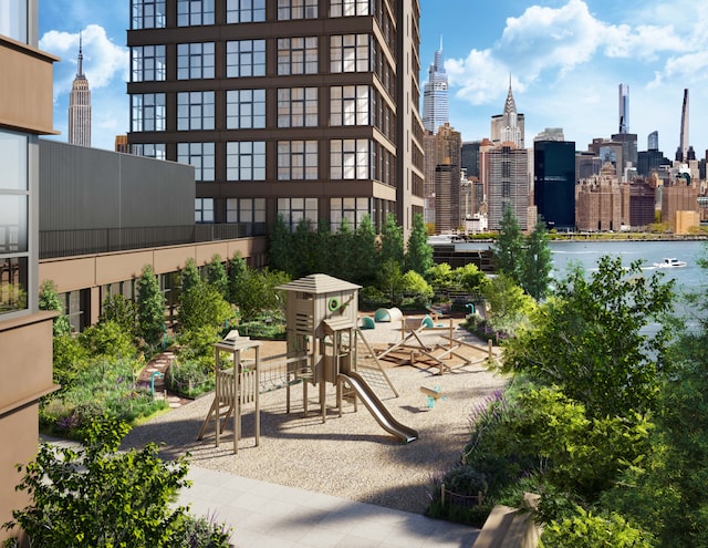 exterior space with a city view and playground community