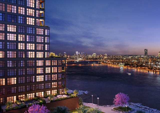 property view of water featuring a view of city lights