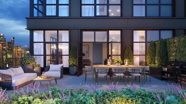 view of patio / terrace with an outdoor living space and outdoor dining space