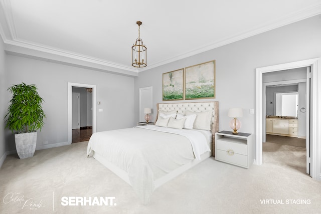 2 E 61st St Unit 1001/1003, New York City, NY 10021 - bedroom with light colored carpet, ornamental molding, and baseboards