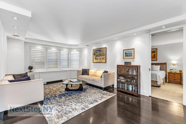 living room with hardwood / wood-style floors