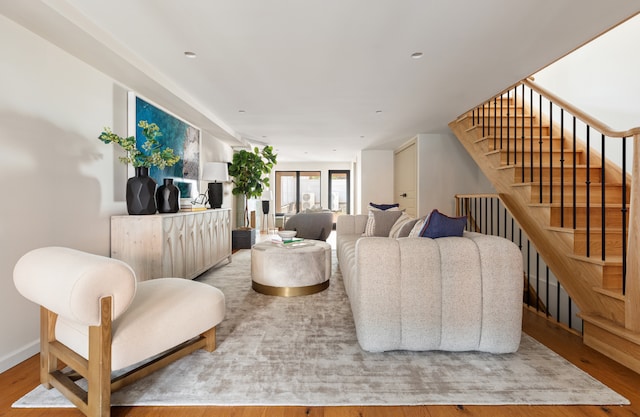 living room with light wood-type flooring