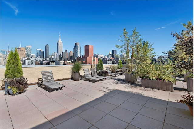 view of patio featuring a view of city