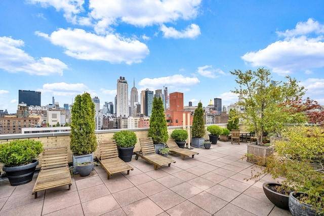 view of patio featuring a city view