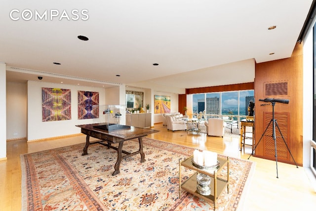 living room featuring light hardwood / wood-style floors