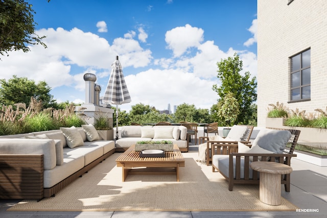 view of patio / terrace with an outdoor living space