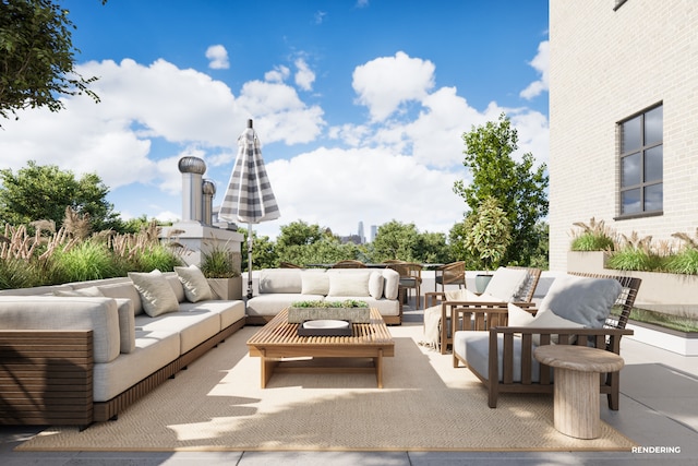 view of patio with an outdoor living space