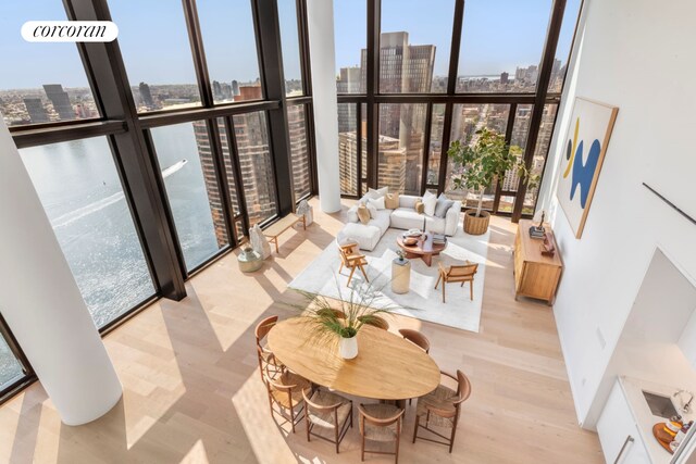 interior space featuring a view of city