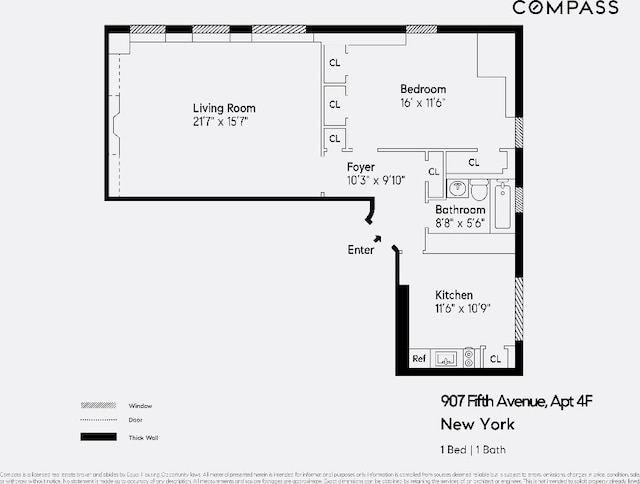 907 5th Ave Unit 4F, New York City NY, 10021, 1 bedrooms, 1 bath condo for sale