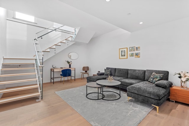 living room with light wood-type flooring