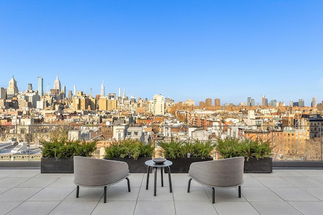 view of patio with a city view