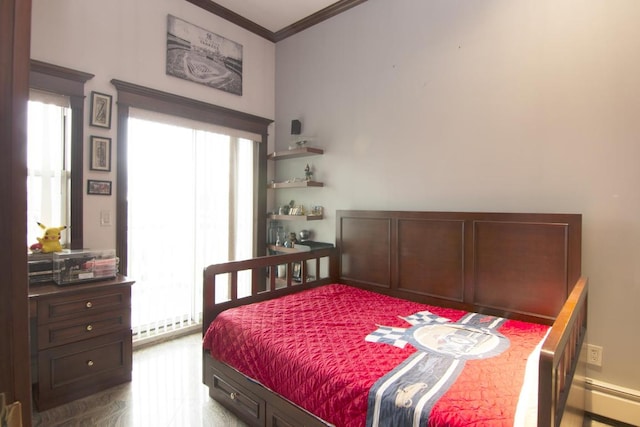 bedroom with crown molding