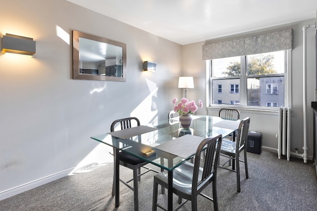 view of carpeted dining area