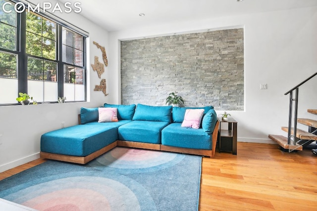 living room with wood-type flooring