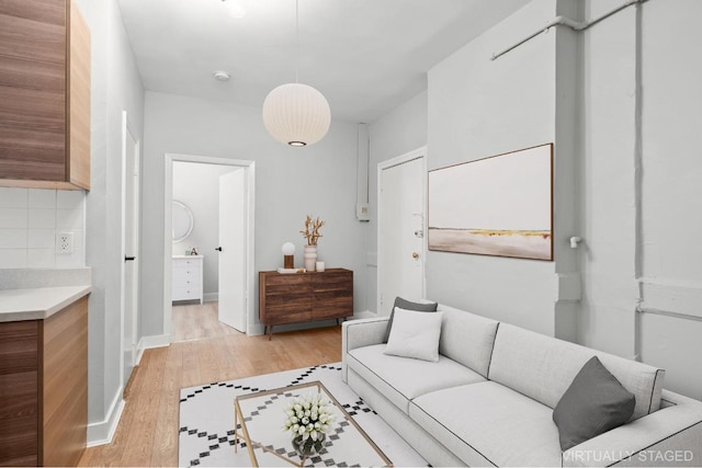 living room featuring light hardwood / wood-style flooring