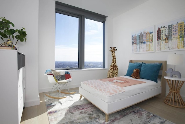 bedroom with hardwood / wood-style floors