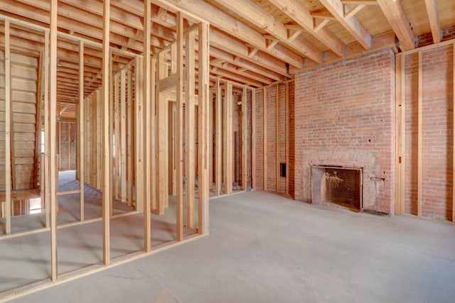 interior space with a fireplace