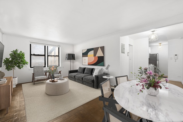 305 W 18th St Unit 1K, New York City, NY 10011 - living area with baseboards and ornamental molding