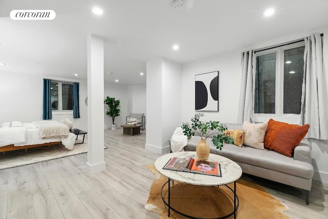 living room featuring light hardwood / wood-style flooring