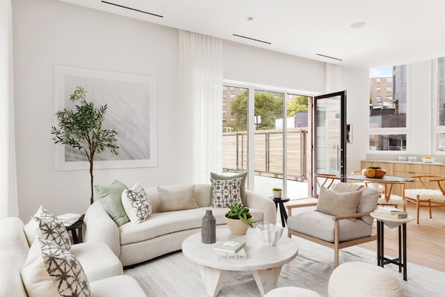 living room featuring light hardwood / wood-style flooring