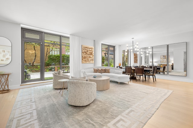 living area featuring light hardwood / wood-style floors