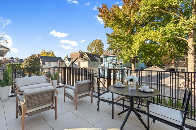 view of patio featuring a residential view and an outdoor hangout area