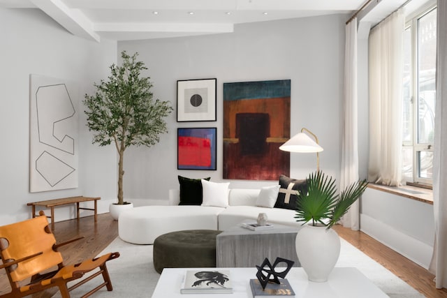 living room featuring wood-type flooring