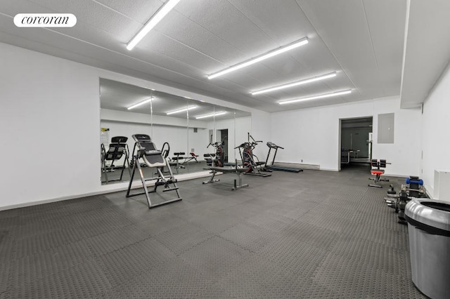 exercise room with electric panel