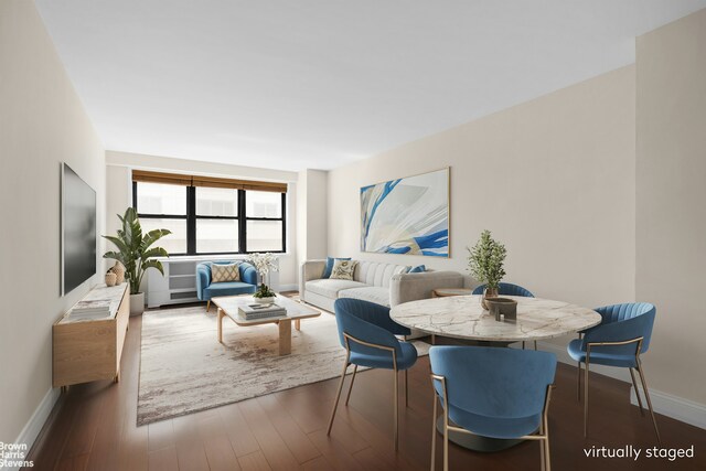 living room featuring dark hardwood / wood-style floors