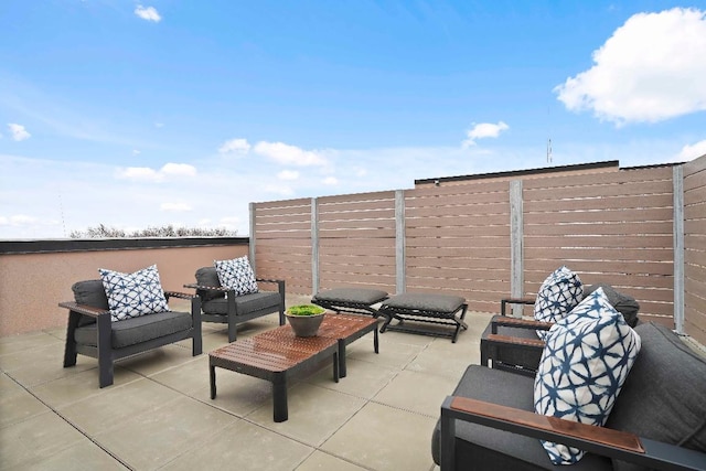 view of patio featuring an outdoor living space