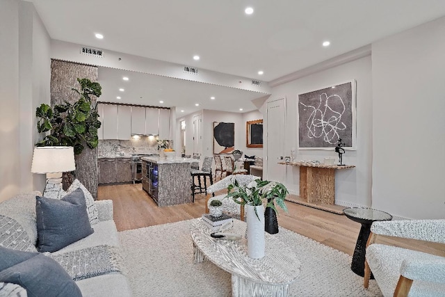 living room featuring light hardwood / wood-style floors