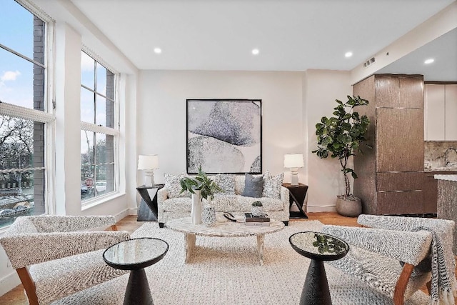 living room featuring light hardwood / wood-style flooring